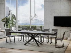 Mesa extensible 90x160/264 cm Famas Evolution Cemento estructura Antracita