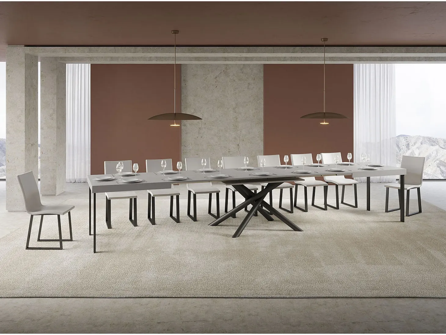 Mesa extensible 90x200/460 cm Famas Cachemira estructura Antracita