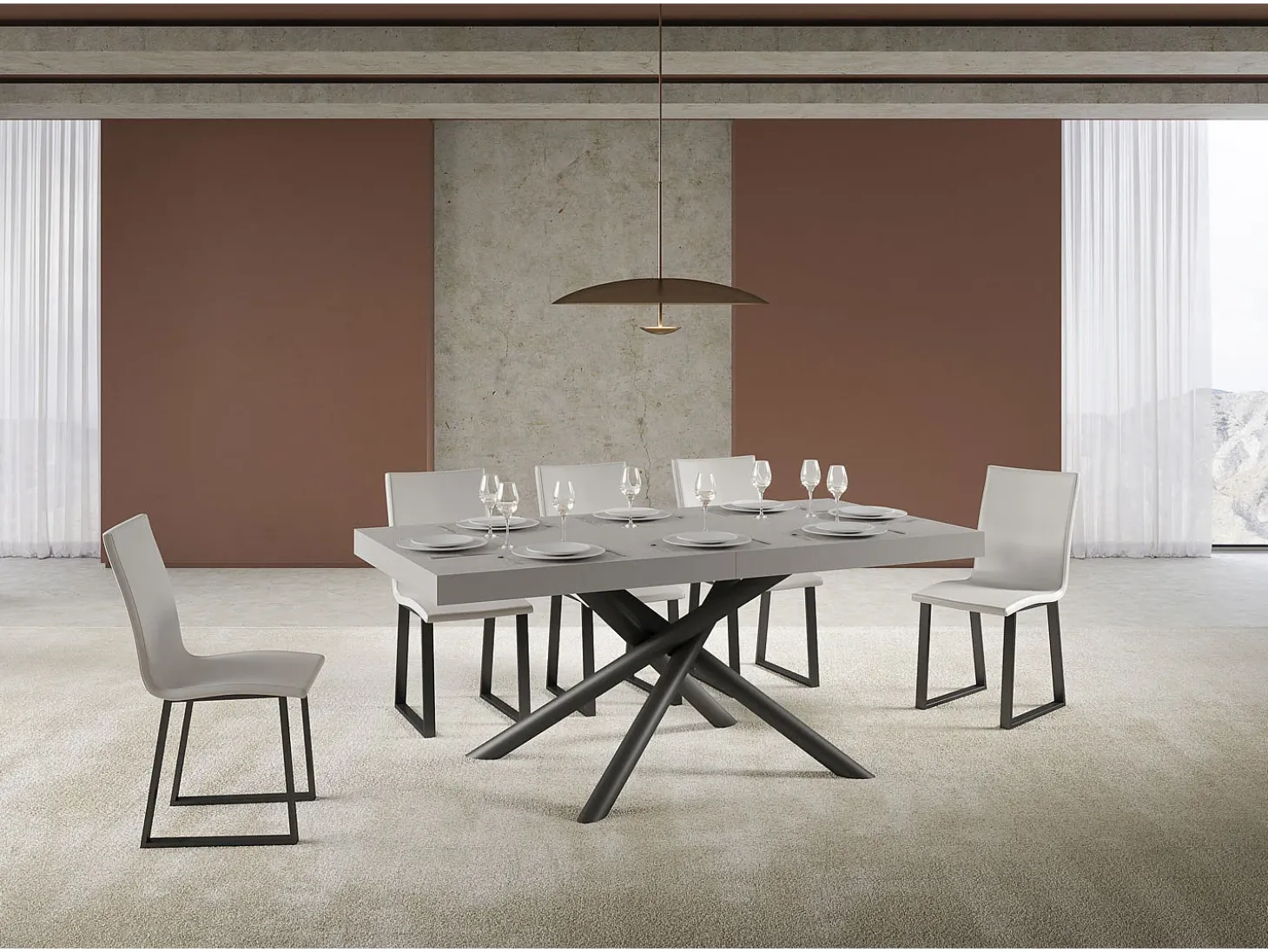 Mesa extensible 90x200/460 cm Famas Cachemira estructura Antracita