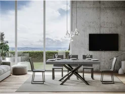 Mesa extensible 90x200/460 cm Famas Premium Cemento estructura Antracita