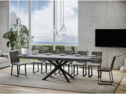 Mesa extensible 90x200/460 cm Famas Premium Cemento estructura Antracita