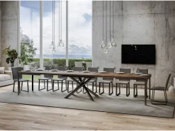 Mesa extensible 90x160/420 cm Famas Nogal estructura Antracita