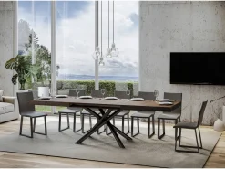 Mesa extensible 90x160/420 cm Famas Nogal estructura Antracita