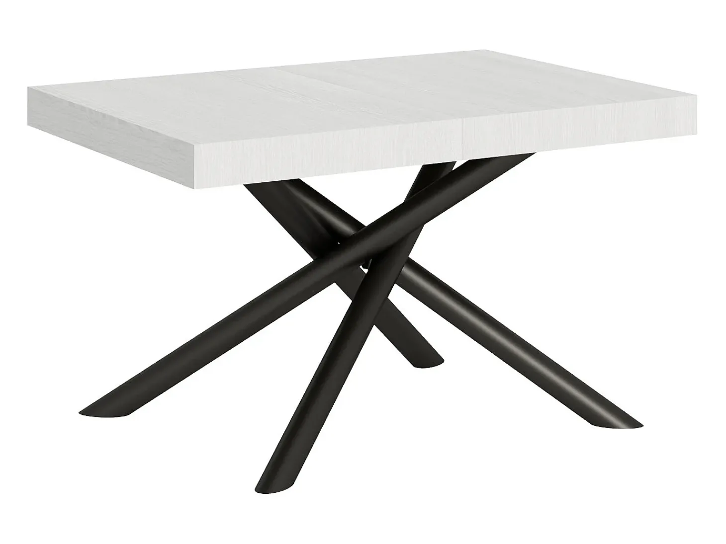 Mesa extensible 90x140/244 cm Famas Fresno Blanco estructura Antracita