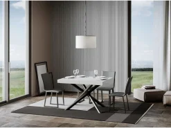 Mesa extensible 90x140/244 cm Famas Fresno Blanco estructura Antracita