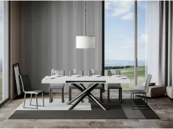 Mesa extensible 90x140/244 cm Famas Fresno Blanco estructura Antracita