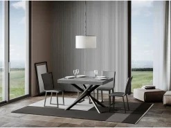 Mesa extensible 90x140/400 cm Famas Premium Cemento estructura Antracita