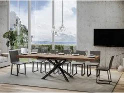 Mesa extensible 90x160/264 cm Famas Roble Natural estructura Antracita