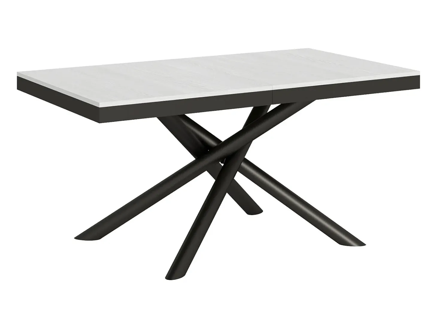 Mesa extensible 90x160/264 cm Famas Evolution Fresno Blanco estructura Antracita