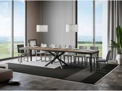 Mesa extensible 90x120/380 cm Famas Evolution Nogal estructura Antracita
