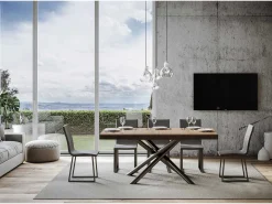 Mesa extensible 90x160/420 cm Famas Evolution Roble Natural estructura Antracita