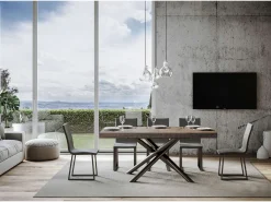 Mesa extensible 90x160/264 cm Famas Nogal estructura Antracita