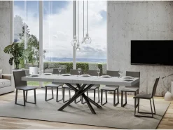 Mesa extensible 90x200/304 cm Famas Premium Fresno Blanco estructura Antracita