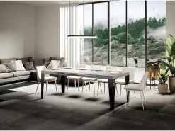 Mesa extensible 140/400x90 cm Flame fresno blanco patas antracita