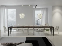 Mesa extensible 90x180/440 cm Flame Premium Nogal estructura Antracita