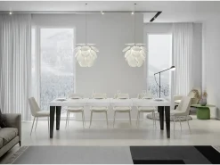 Mesa extensible 90x180/440 cm Flame Premium Fresno Blanco estructura Antracita