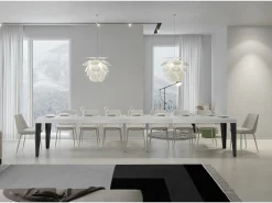 Mesa extensible 90x200/460 cm Flame Premium Fresno Blanco estructura Antracita