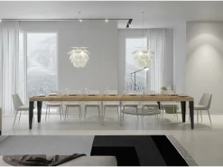 Mesa extensible 90x130/390 cm Flame Premium Roble Natural estructura Antracita