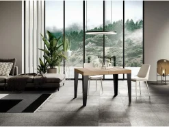 Mesa extensible 90x130/390 cm Flame Premium Roble Natural estructura Antracita