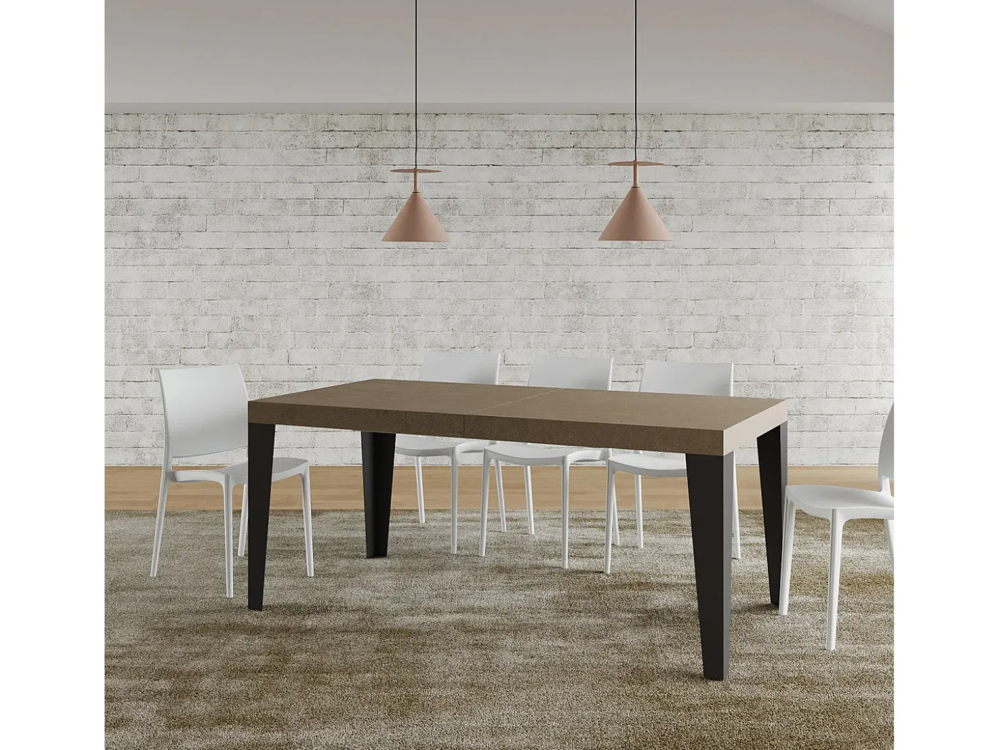 Mesa extensible 180/284x90 cm Flame gris paloma patas antracita