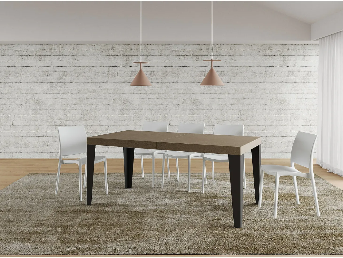 Mesa extensible 180/284x90 cm Flame gris paloma patas antracita