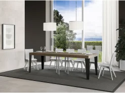 Mesa extensible 90x90/246 cm Flame Premium gris paloma patas antracita