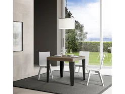 Mesa extensible 90x90/246 cm Flame Premium gris paloma patas antracita