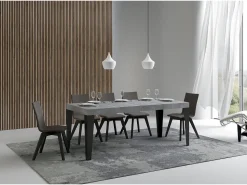 Mesa extensible 120/380x90 cm Flame Premium patas hormigón antracita