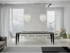Mesa extensible 90x160/420 cm Flame Premium Cemento estructura Antracita