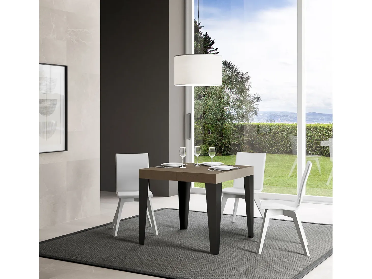 Mesa extensible 90/246x90 cm Flame gris paloma patas antracita