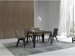 Mesa extensible 110/194x70 cm Flame nogal patas antracita