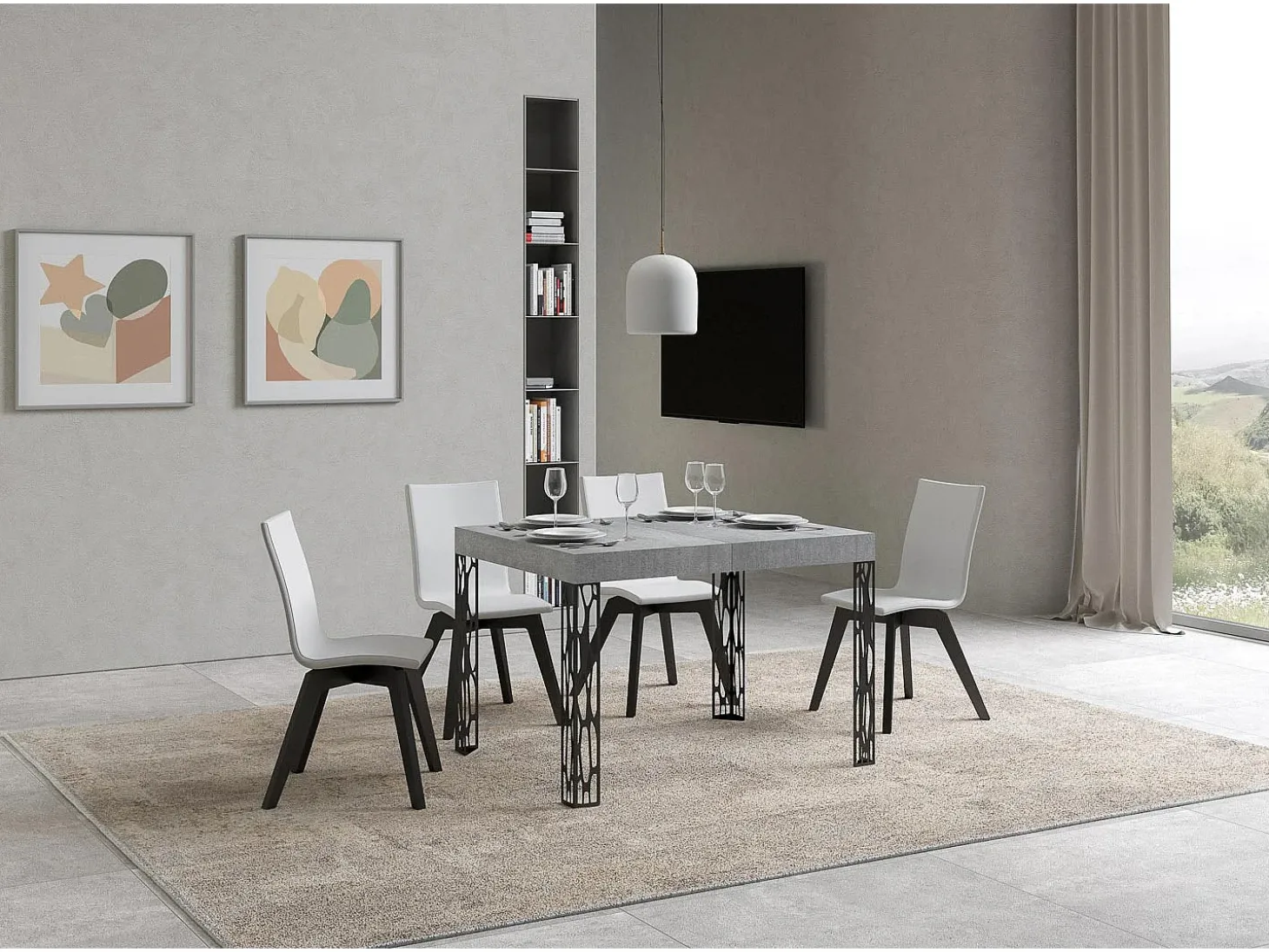 Mesa extensible 70x110/194 cm Ghibli Cemento estructura Antracita