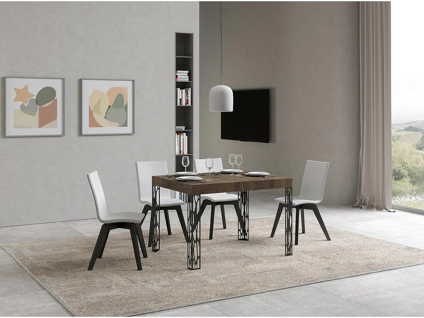 Mesa extensible 70x110/194 cm Ghibli Nogal estructura Antracita
