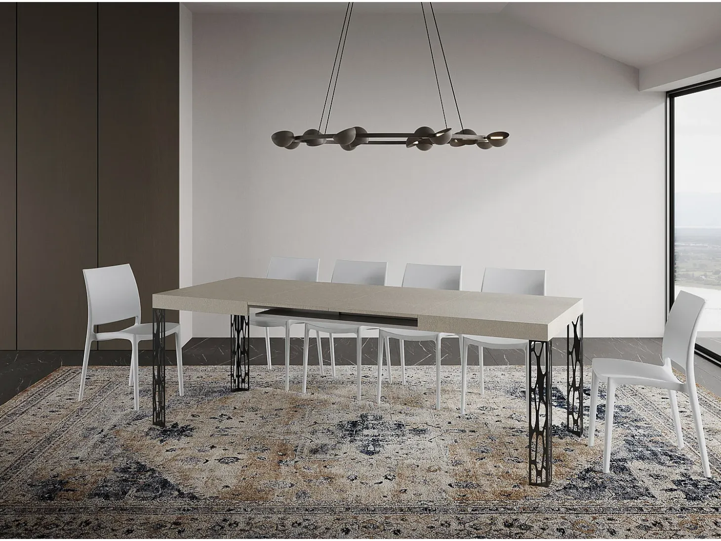 Mesa extensible 80x120/204 cm Ghibli Cachemira estructura Antracita