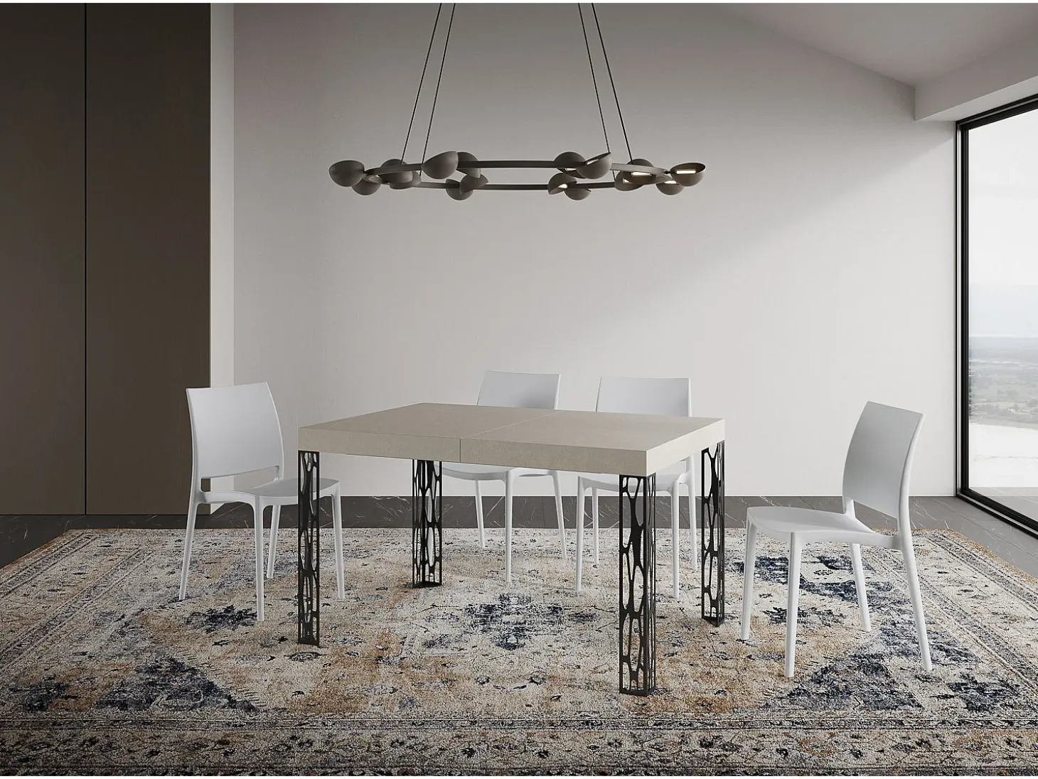 Mesa extensible 80x120/204 cm Ghibli Cachemira estructura Antracita