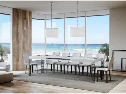 Mesa extensible 90x160/264 cm Ghibli Fresno Blanco estructura Antracita