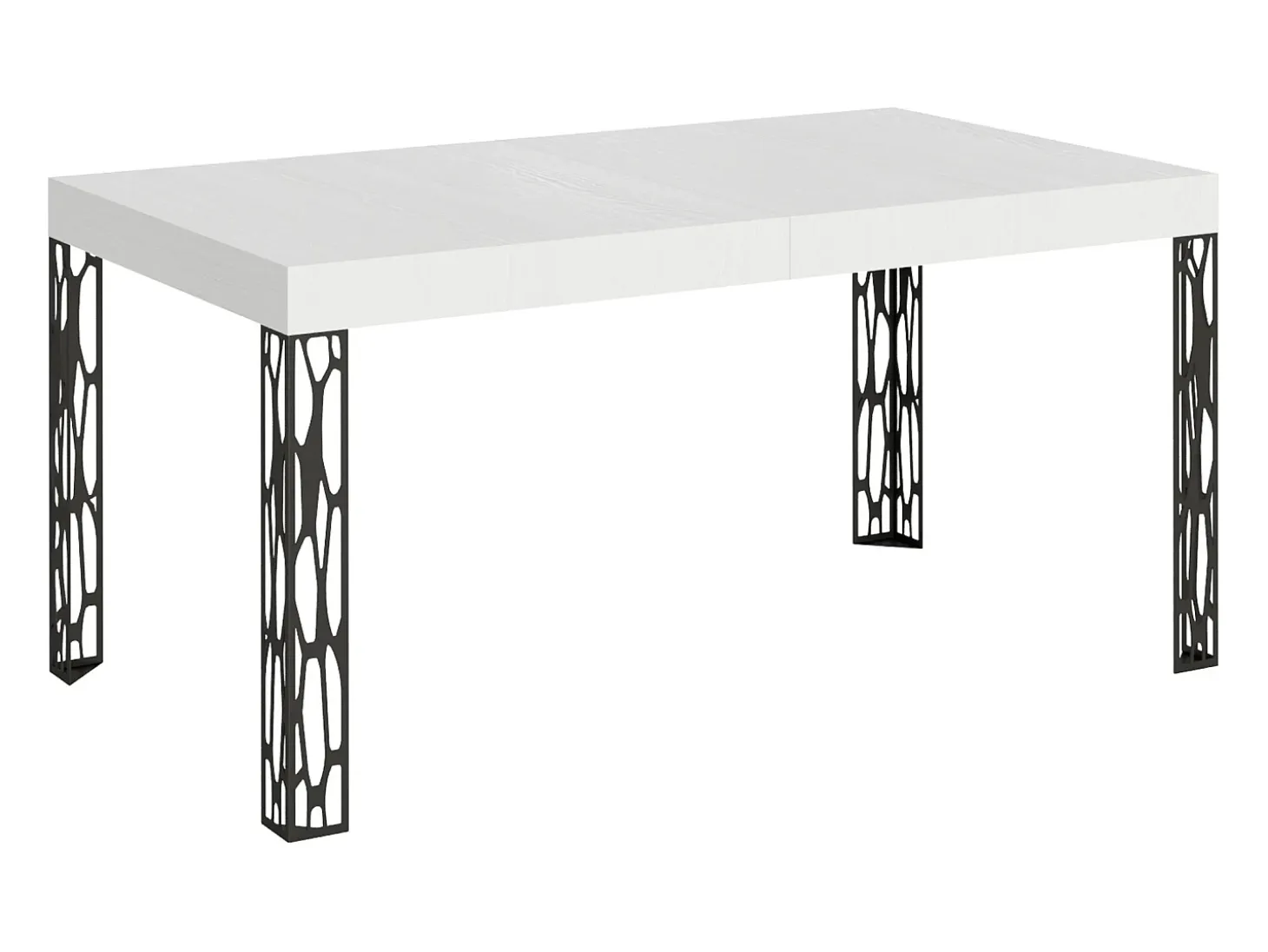 Mesa extensible 90x160/264 cm Ghibli Fresno Blanco estructura Antracita