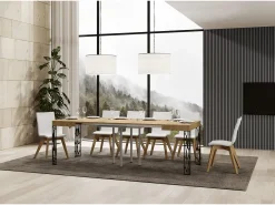 Mesa extensible 90x90/246 cm Ghibli Roble Natural estructura Antracita