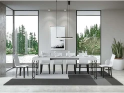 Mesa extensible 90x140/244 cm Ghibli Fresno Blanco estructura Antracita