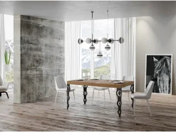 Mesa extensible 90x130/390 cm Karamay Premium Roble Natural estructura Antracita