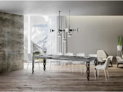Mesa extensible 200/304x90 cm Karamay cemento patas antracita