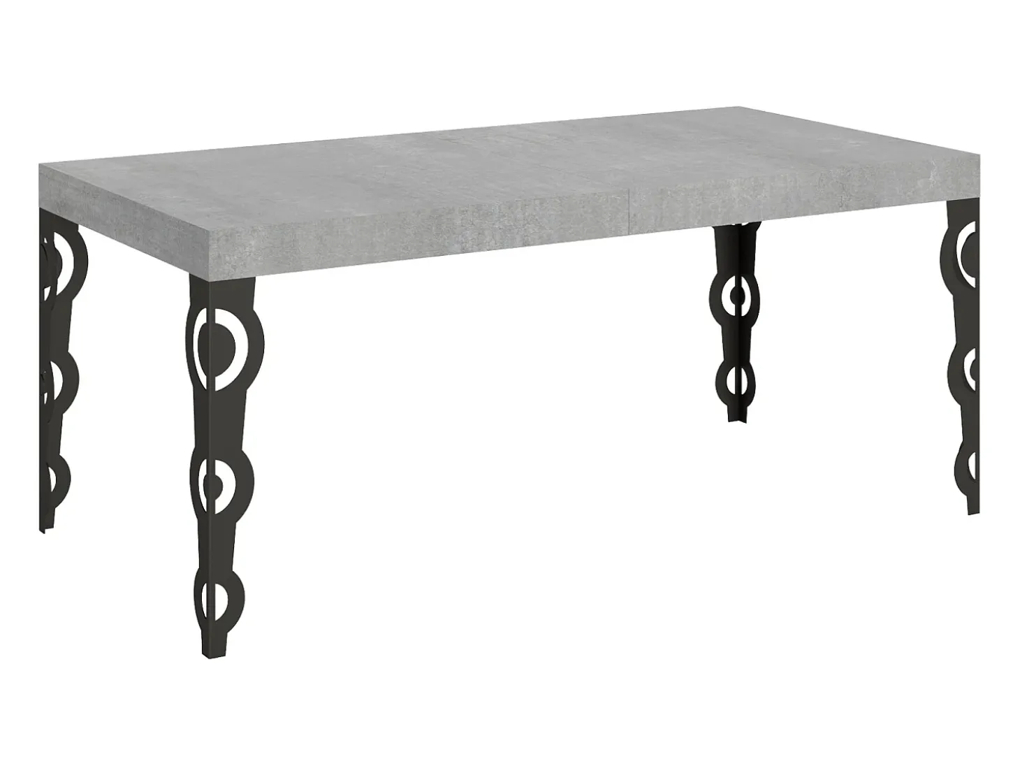 Mesa extensible 200/304x90 cm Karamay cemento patas antracita