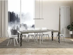 Mesa extensible 90/246x90 cm Karamay cachemira patas antracita