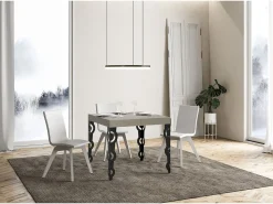 Mesa extensible 90/246x90 cm Karamay cachemira patas antracita