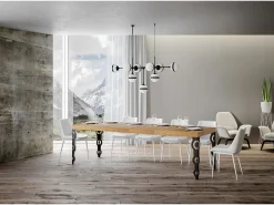 Mesa extensible 90x200/304 cm Karamay Premium Roble Natural estructura Antracita