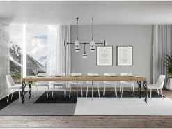 Mesa extensible 90x180/440 cm Karamay Premium Roble Natural estructura Antracita