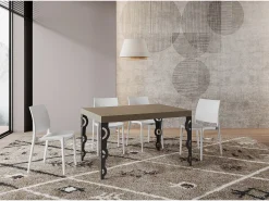 Mesa extensible 120/224x90 cm Karamay gris paloma patas antracita
