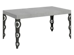 Mesa extensible 160/244x80 cm Karamay cemento patas antracita