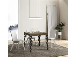 Mesa extensible 90x90/246 cm Karamay Premium gris paloma patas antracita