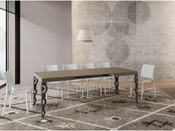 Mesa extensible 80x120/204 cm Karamay Gris Paloma estructura Antracita